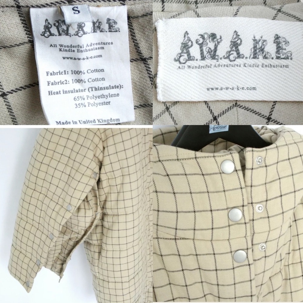 A.W.A.K.E Mode Oversized Checked Hooded Puffer Jacket Coat - Picture 11 of 11